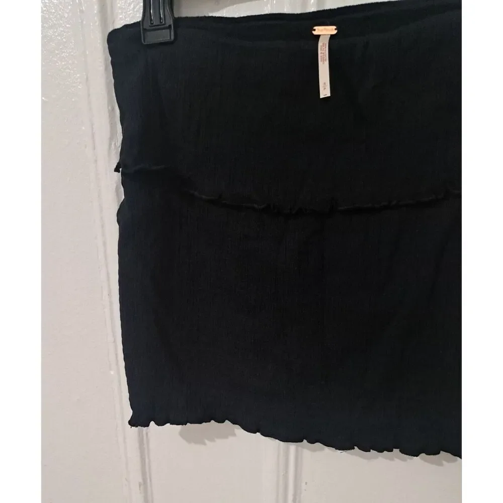 Free People Womens Small black mini skirt folded waist stretch